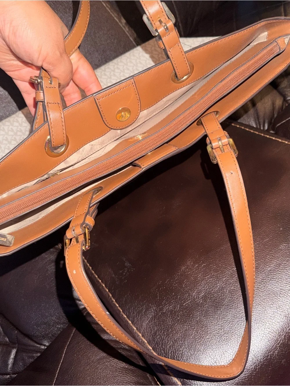 Michael Kors Beige & Brown MK Logo Tote